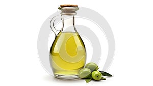 bottle of olive oil and branch with olives