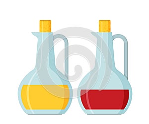 Bottle of olive oil and vinegar vector flat