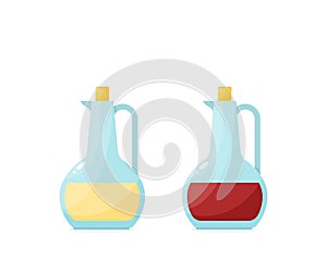 Bottle of olive oil and vinegar vector flat