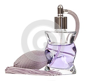 Bottle of perfume isolated on the white background