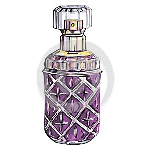 Bottle of perfume. Fashion markers sketch photo