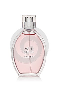 Bottle of perfume Songe Precieux  on white background. Givenchy