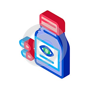 Bottle With Pills For Eyes isometric icon vector illustration