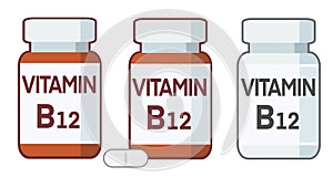 Bottle of pills, vitamin B12 supplement