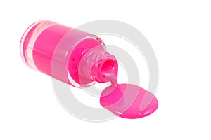 Bottle of pink nail polish