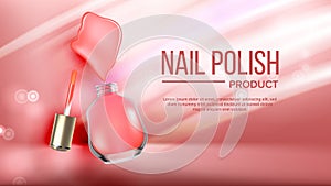 Bottle Of Pink Nail Polish Product Banner Vector