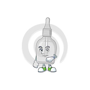 Bottle with pipette with waiting gesture cartoon mascot design concept