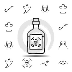 Bottle of poison icon. Simple outline vector element of Halloween icons set for UI and UX, website or mobile application
