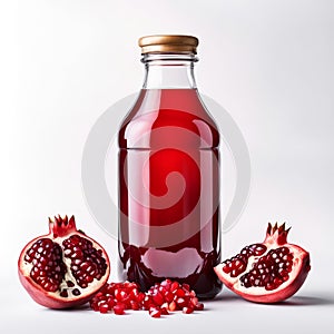 a bottle of pomegranate juice, a healthy drink.