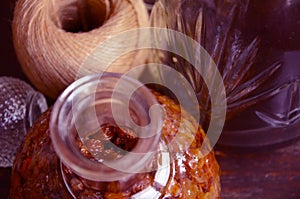 Bottle of raisons liqueur