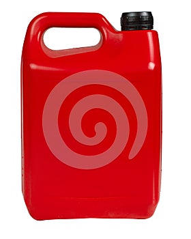 Bottle red canister can antifreeze liquid container isolated on the white background