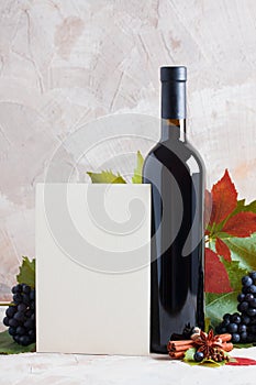 Bottle of red mulled wine mockup for your logotype