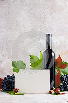 Bottle of red mulled wine mockup for your logotype