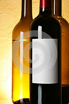 Bottle of red wine with blank label