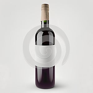 Bottle of red wine with blank label isolated on a white background