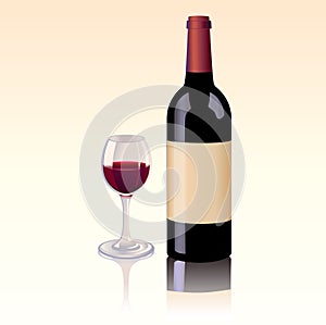Bottle of red wine and a glass
