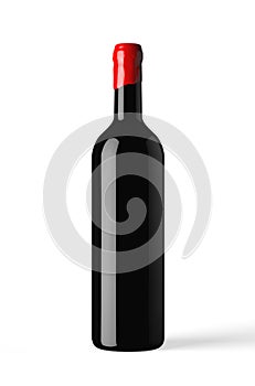 Bottle of red wine isolated with wax capsule