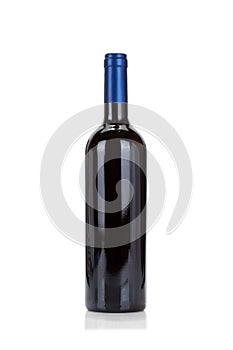 Bottle of red wine isolated on white