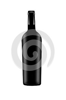 Bottle of red wine without label isolated on white background with clipping path and copy space for your text