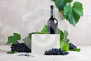 Bottle of red wine mockup for your logotype