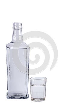 Bottle of Russian vodka and glasses
