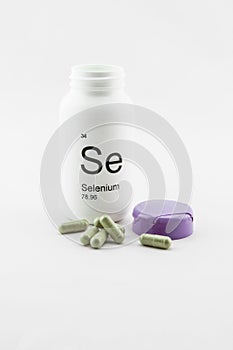 Bottle of selenium vitamins