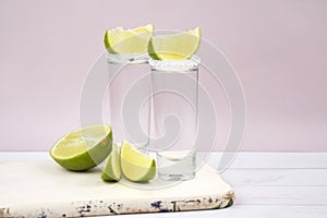 Bottle of Sierra tequila on a light background. photo