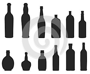 Bottle silhouettes elements vector set