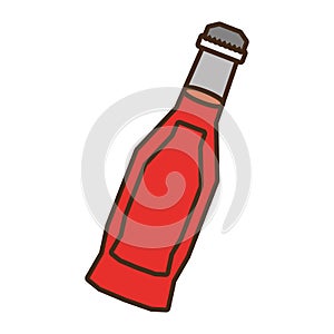 Bottle soda red liquid glass