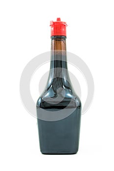 Bottle of soy sauce isolated on white background