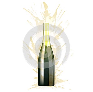 Bottle of sparcling wine made of colorful splashes photo
