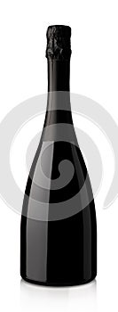 Bottle of sparkling wine on a white background