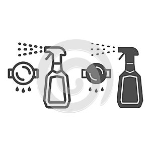 Bottle spray cleaner line and solid icon, Cleaning tools concept, spray for grease sign on white background, detergent