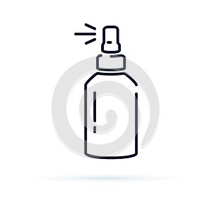 Bottle spray icon vector. Antiseptic with a cap cosmetic container. Healthcare and beauty concept line symbol.