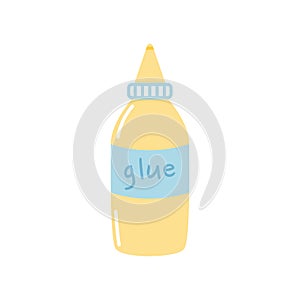 Bottle with stationery glue, vector flat illustration on white background