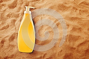 Bottle of Sunbath oil or sunscreen