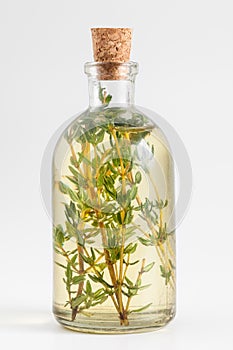 Bottle of thyme essential oil or infusion