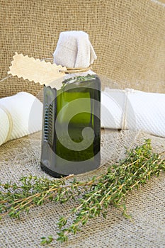 A bottle of thyme oil