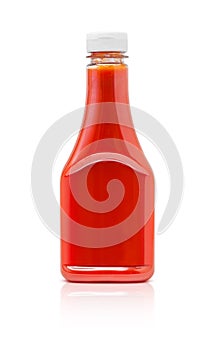 Bottle of tomato sauce ketchup on white background