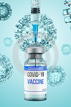 A bottle with the vaccine against the coronavirus COVID-19