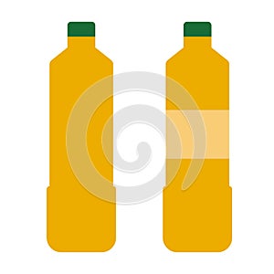 Bottle of vegetable oil icon on white background. sunflower oil plastic bottles with and without label. cooking ingredients sign.