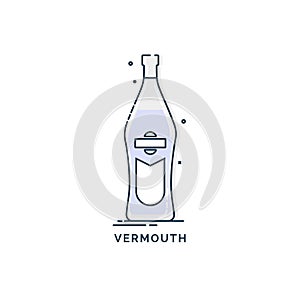 Bottle vermouth line art, great design for any purposes. Creative graphic element. Trendy design. Minimalism simplicity sign.