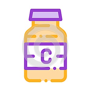 Bottle Vitamin Nutrition Vector Thin Line Icon