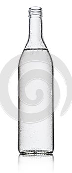 Bottle of vodka or gin, chilled alcohol drink, on white background. Clipping path