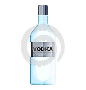 Bottle vodka glass alcohol drink vector flat