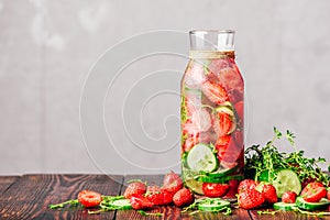 Water with Strawberry, Cucumber and Thyme.