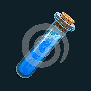 Bottle of water. Game icon of magic elixir. Interface for rpg or match3 game. Water or mana. Small variant. photo