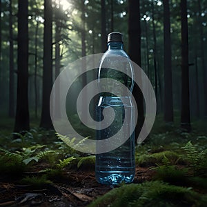 Bottle of water, in the middle of the forest