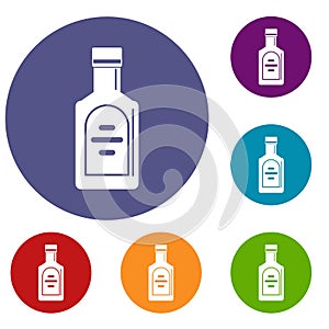 Bottle of whiskey icons set