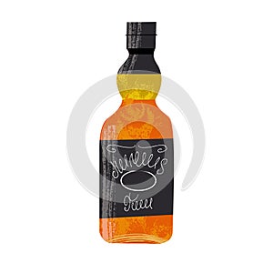 Bottle of whiskey. Vector illustration on white background